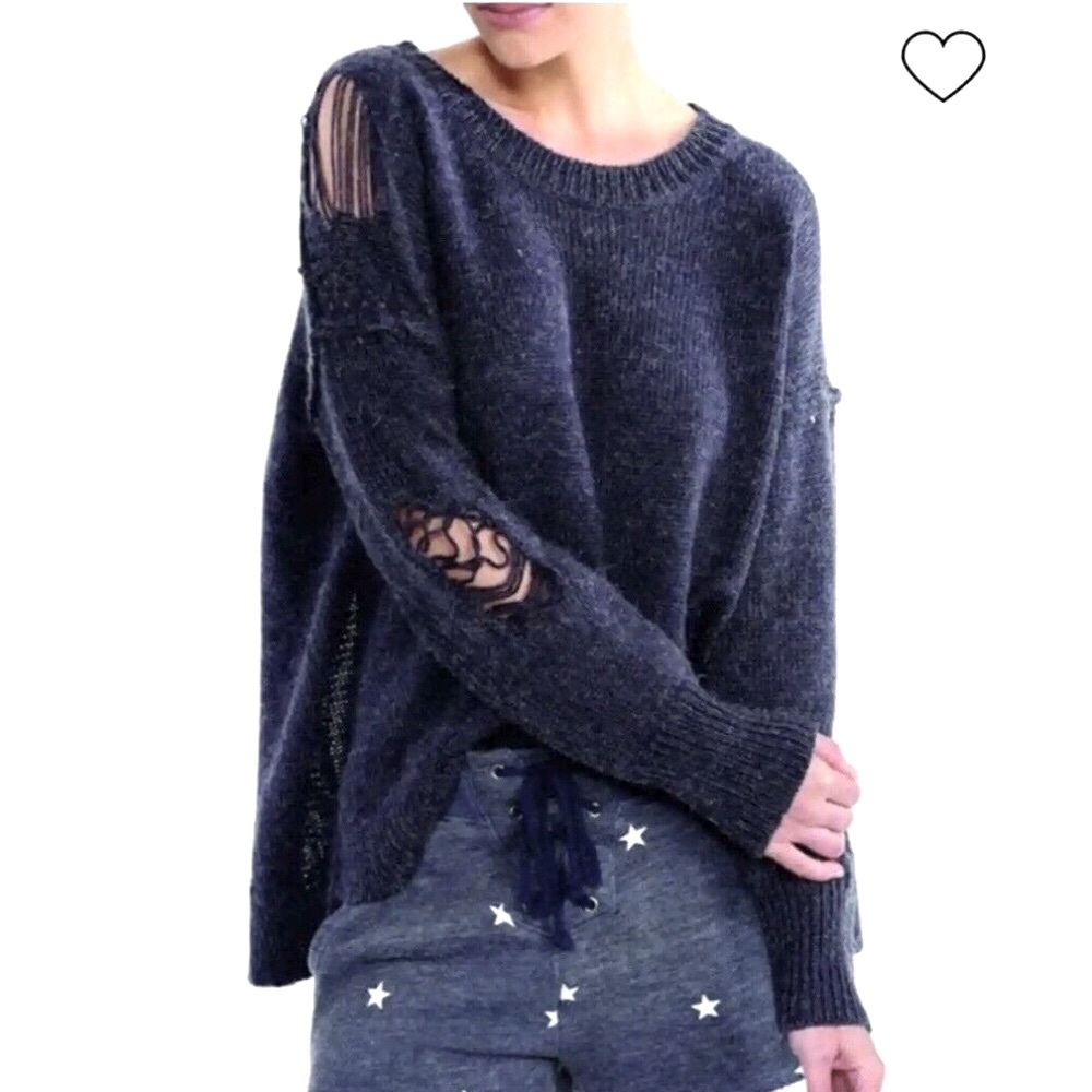 Wildfox After Party wool blend distressed sweater S